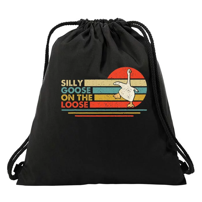 Silly Goose On The Loose Drawstring Bag