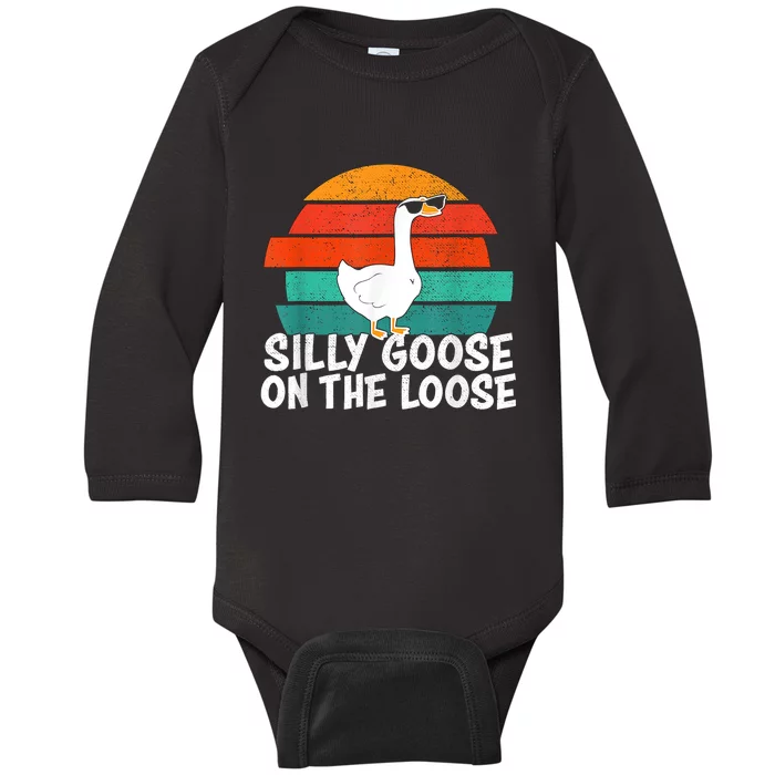 Silly Goose On The Loose Vintage Tee Cool Gift Baby Long Sleeve Bodysuit