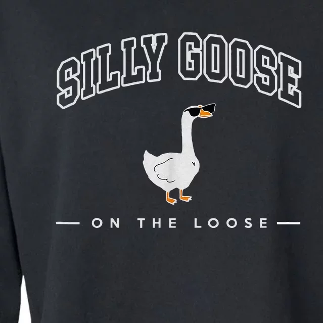 Silly Goose On The Loose Funny Silly Goose University Cropped Pullover Crew