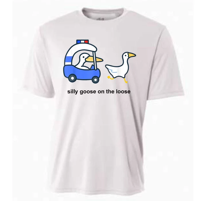 Silly Goose On The Loose Police Car And Duck Cooling Performance Crew T-Shirt