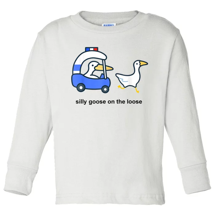 Silly Goose On The Loose Police Car And Duck Toddler Long Sleeve Shirt