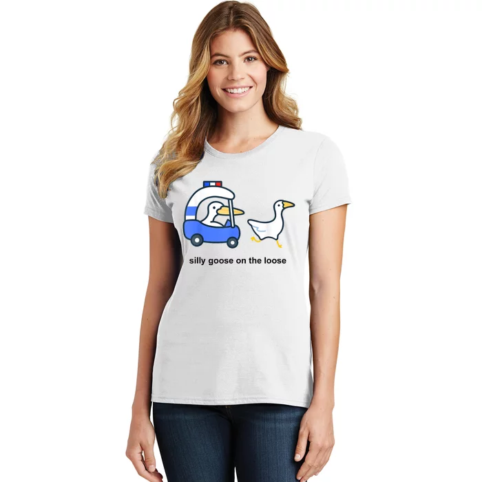 Silly Goose On The Loose Police Car And Duck Women's T-Shirt