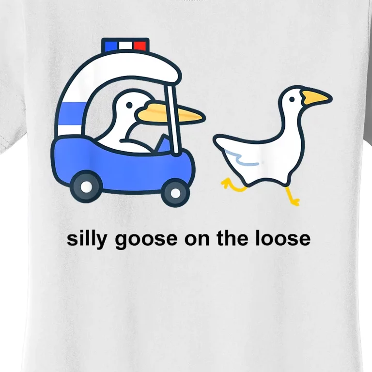 Silly Goose On The Loose Police Car And Duck Women's T-Shirt