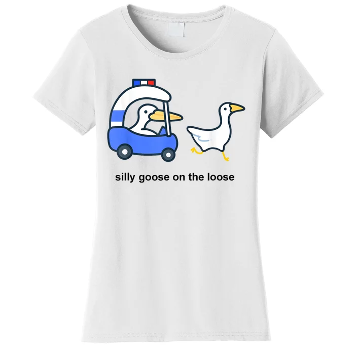 Silly Goose On The Loose Police Car And Duck Women's T-Shirt