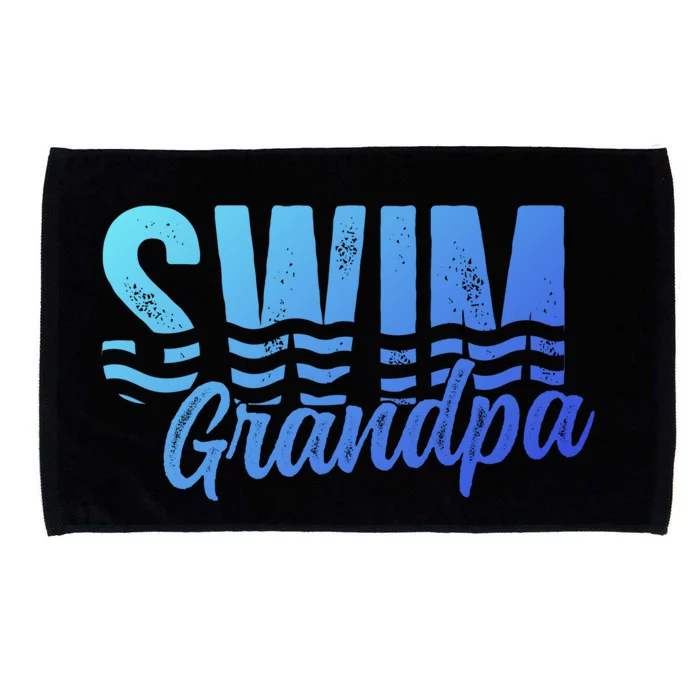 Swim Grandpa Of A Swimmer Grandfather Swimming Grandpa Gift Microfiber Hand Towel