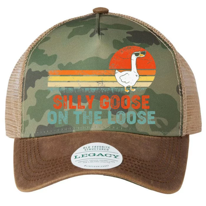 Silly Goose On The Loose Funny Vintage Silliest Goose Legacy Tie Dye Trucker Hat