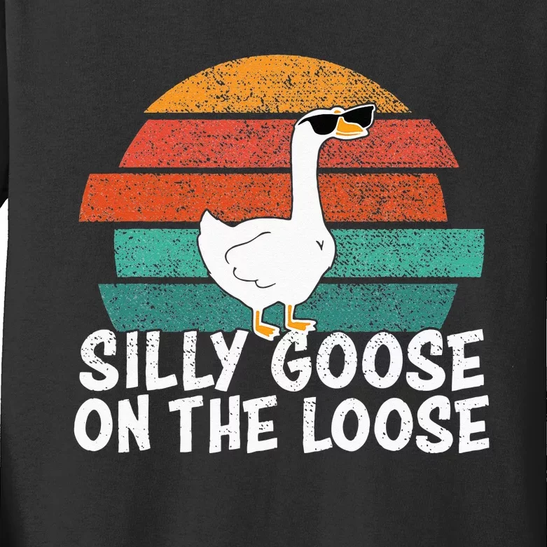 Silly Goose On The Loose Kids Long Sleeve Shirt