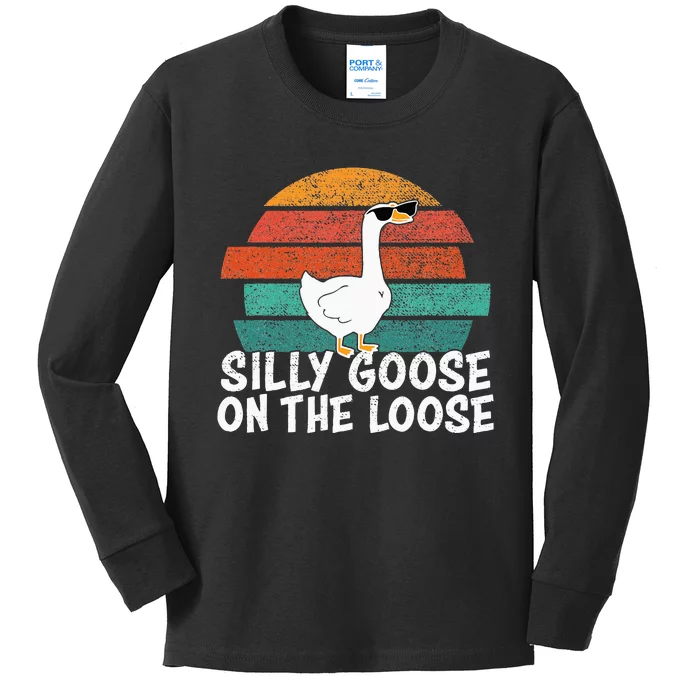 Silly Goose On The Loose Kids Long Sleeve Shirt