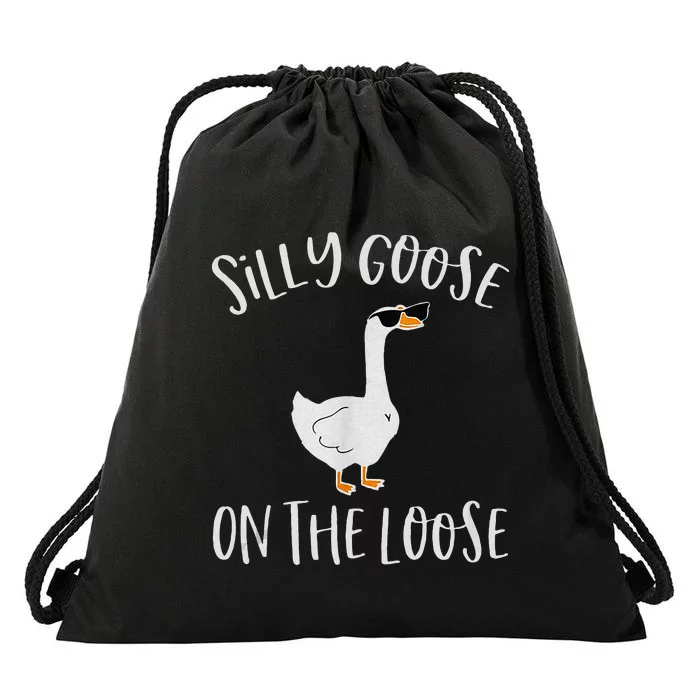 Silly Goose On The Loose Funny Saying Drawstring Bag