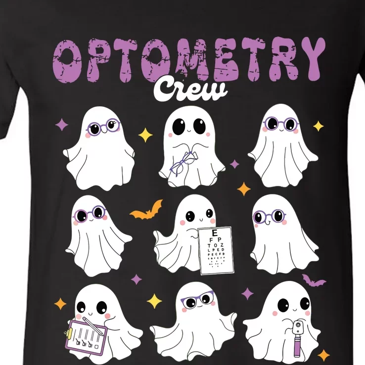 Spooky Ghost Optometry Crew Halloween Ophthalmic Optician V-Neck T-Shirt