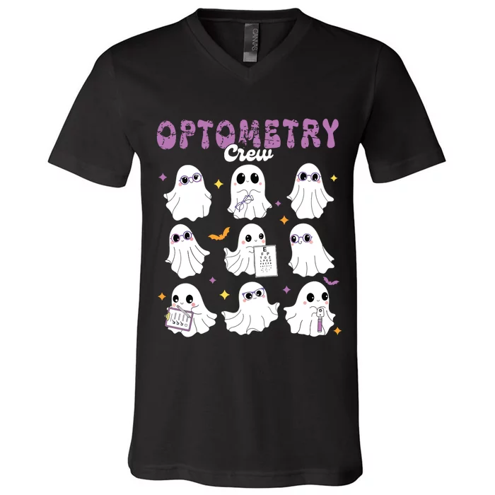 Spooky Ghost Optometry Crew Halloween Ophthalmic Optician V-Neck T-Shirt