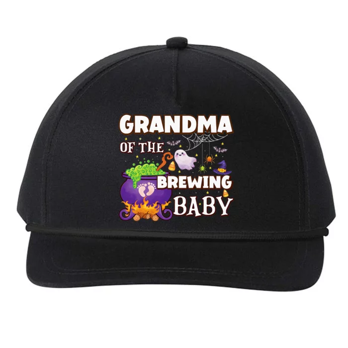 Spooky Grandma Of Brewing Baby Halloween Theme Baby Shower Snapback Five-Panel Rope Hat