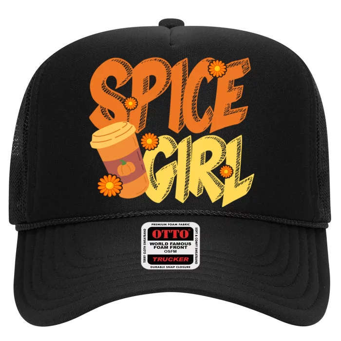 Spice Girl Pumpkin Coffee Lover Fall High Crown Mesh Trucker Hat