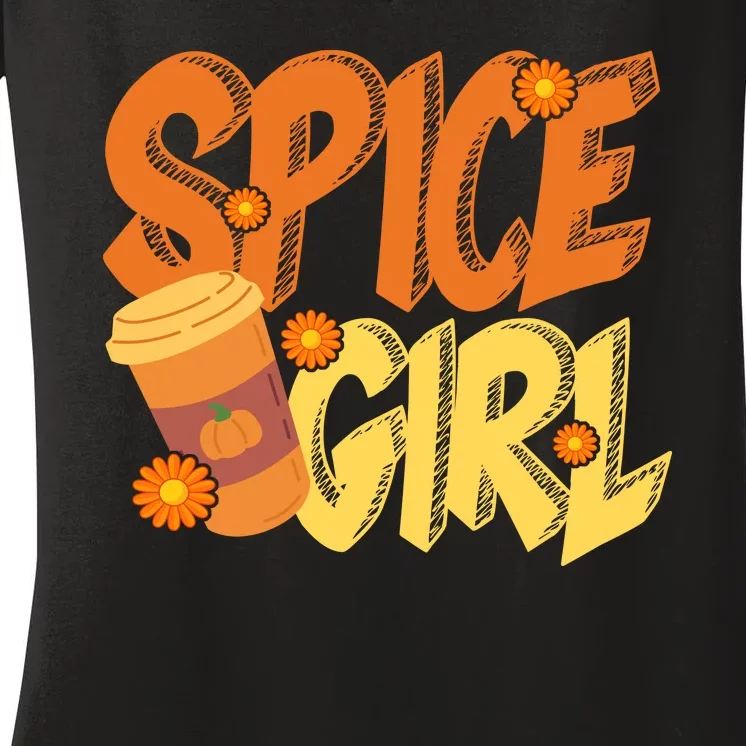 Spice Girl Pumpkin Coffee Lover Fall Women's V-Neck T-Shirt