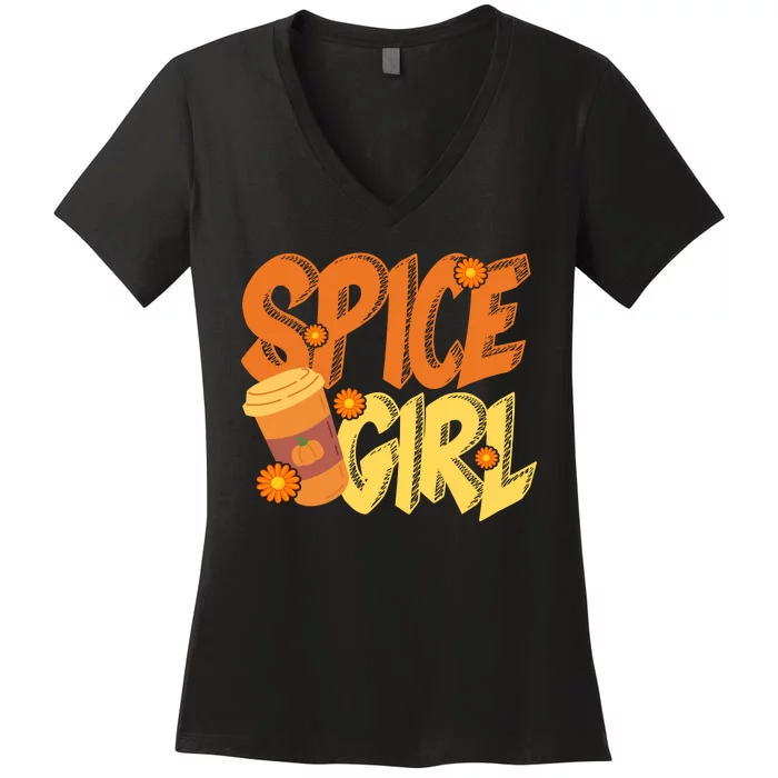 Spice Girl Pumpkin Coffee Lover Fall Women's V-Neck T-Shirt