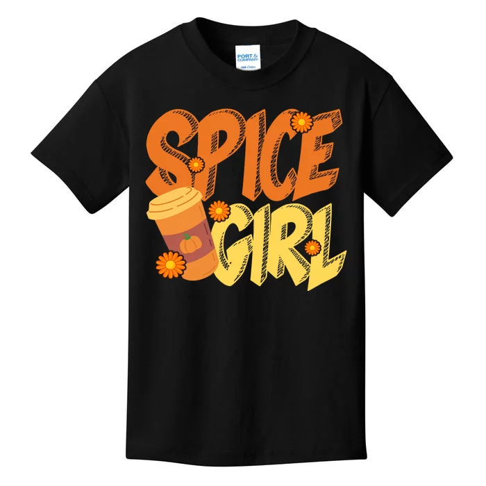 Spice Girl Pumpkin Coffee Lover Fall Kids T-Shirt