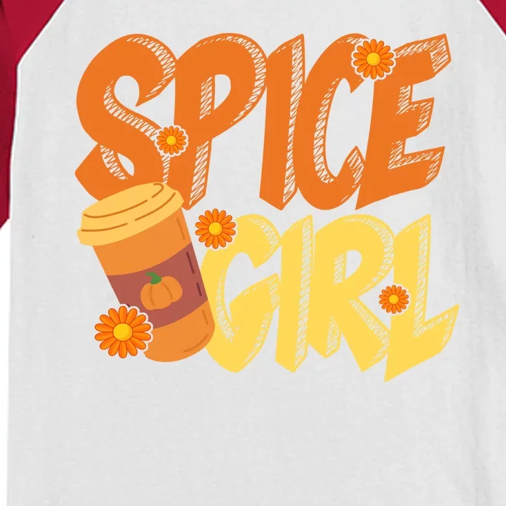 Spice Girl Pumpkin Coffee Lover Fall Kids Colorblock Raglan Jersey