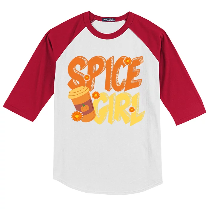 Spice Girl Pumpkin Coffee Lover Fall Kids Colorblock Raglan Jersey