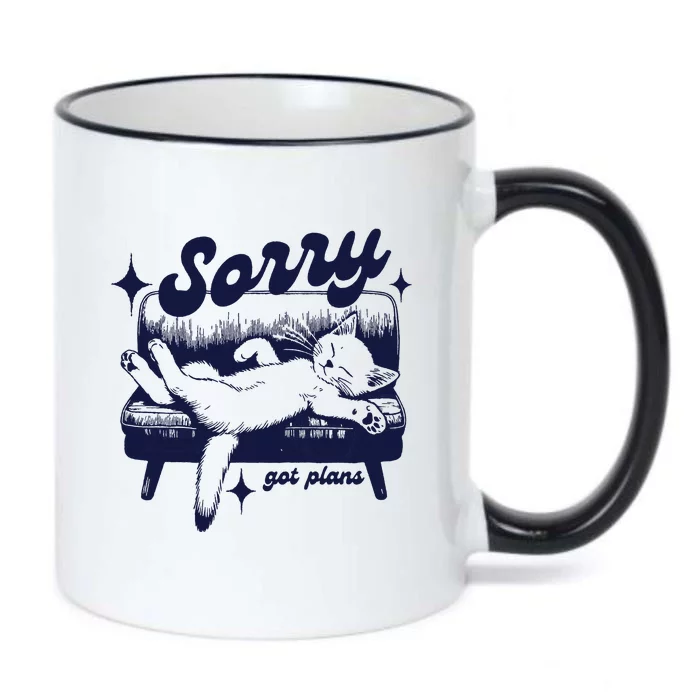 Sorry Got Plans Retro Graphic Black Color Changing Mug