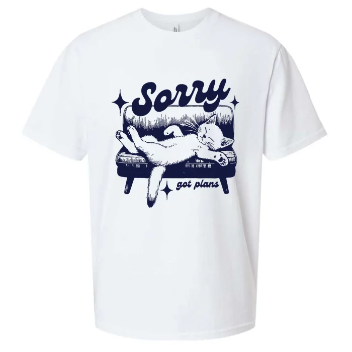 Sorry Got Plans Retro Graphic Sueded Cloud Jersey T-Shirt