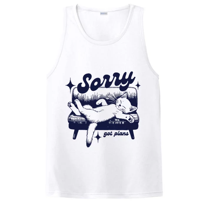 Sorry Got Plans Retro Graphic Performance Tank