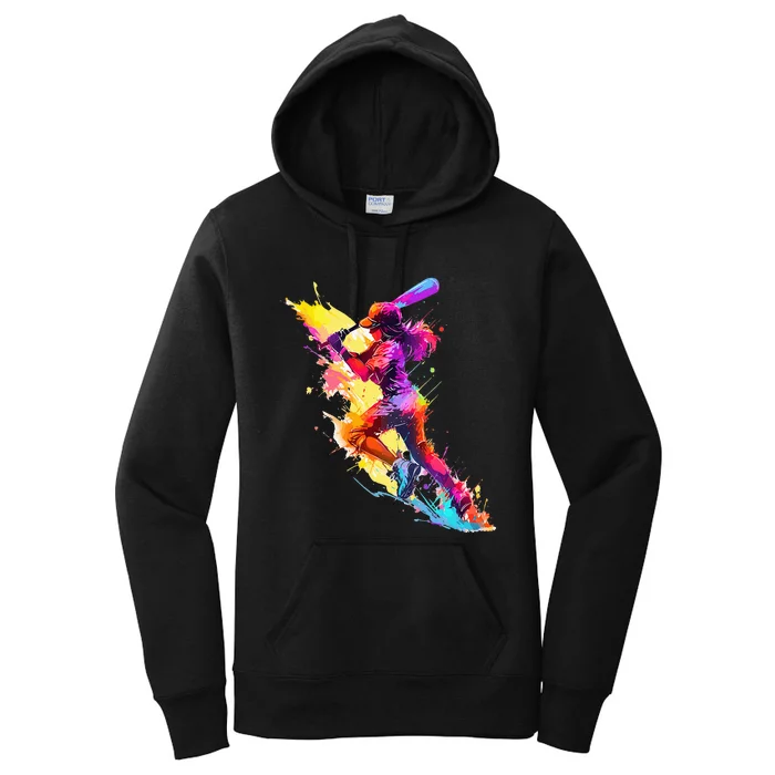 Softball girl paint splash Baseball woman Women's Pullover Hoodie