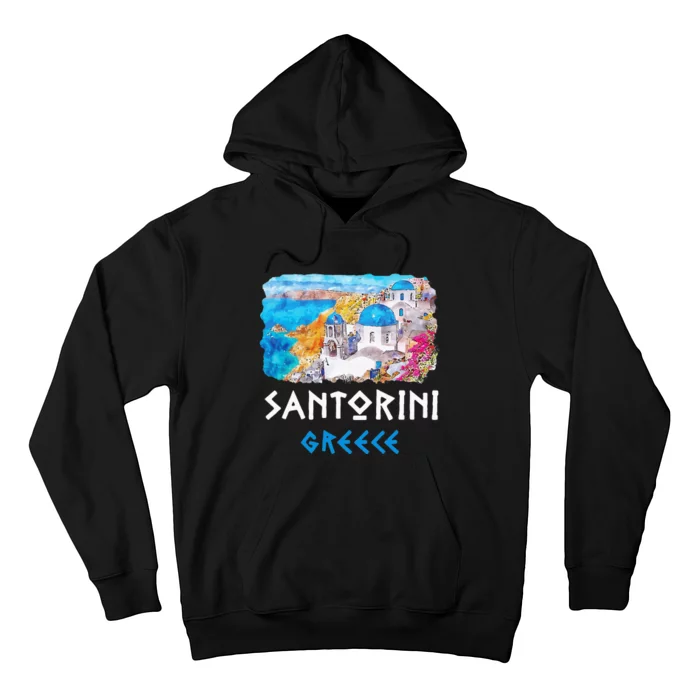 Santorini Greece Painting Souvenir Hoodie