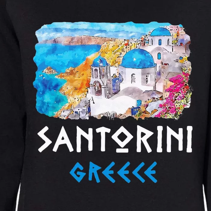 Santorini Greece Painting Souvenir Womens California Wash Sweatshirt