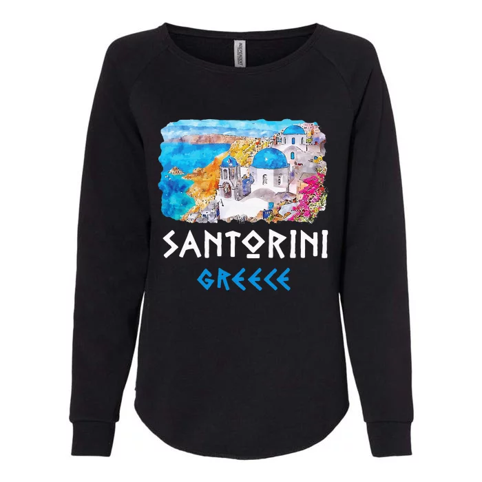 Santorini Greece Painting Souvenir Womens California Wash Sweatshirt