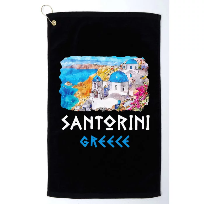 Santorini Greece Painting Souvenir Platinum Collection Golf Towel