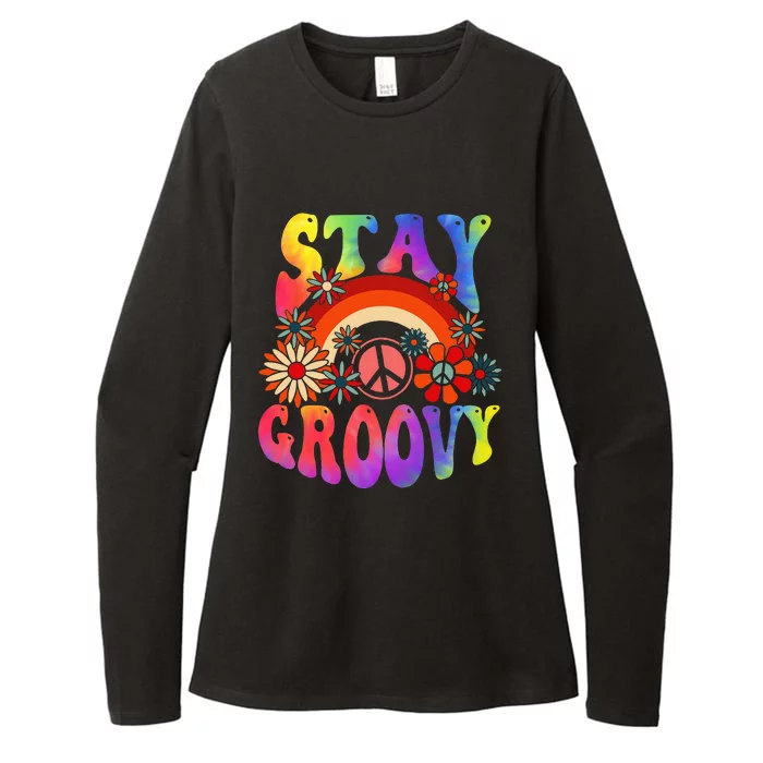 Stay Groovy Peace Sign Love 60s 70s Tie Dye Hippie Halloween Womens CVC Long Sleeve Shirt