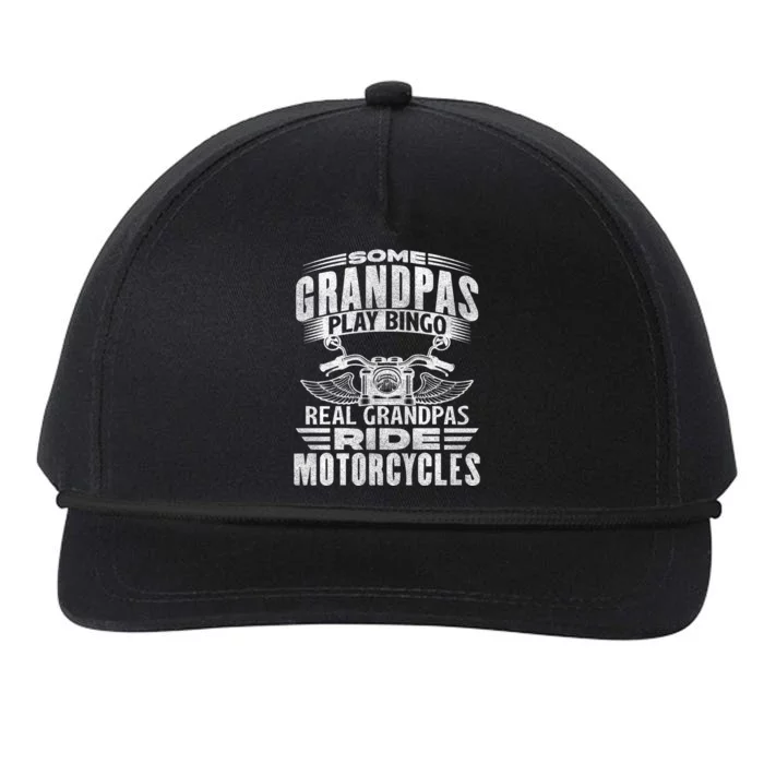 Some Grandpas Play Bingo Real Grandpas Ride Motorcycle Biker Great Gift Snapback Five-Panel Rope Hat