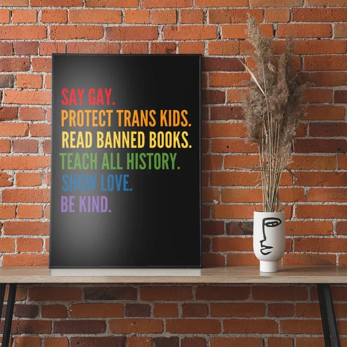 Say Gay Protect Read Banned Books Be Kind Lgbtqia Poster