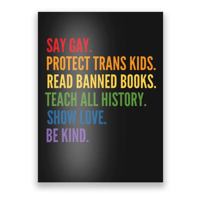 Say Gay Protect Read Banned Books Be Kind Lgbtqia Poster