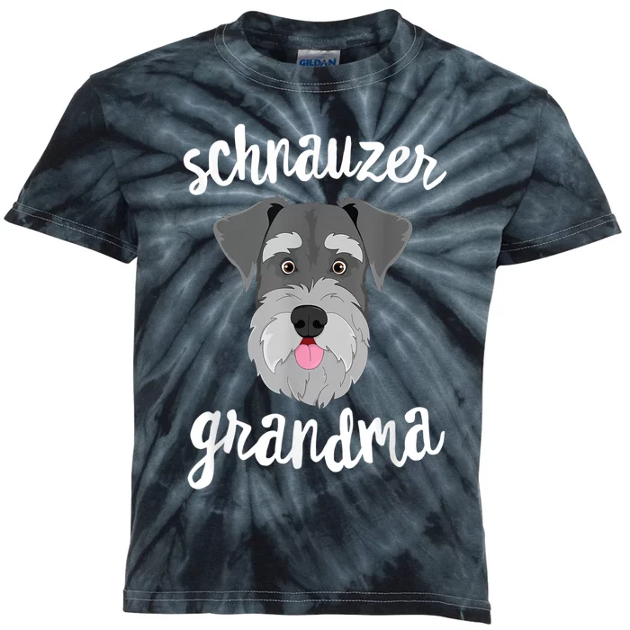 Schnauzer Grandma Pawma Dog Grandparents Grand Maw Kids Tie-Dye T-Shirt