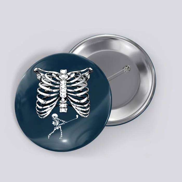 Skeleton Golf Pregnancy Halloween Golfing Golfer Button