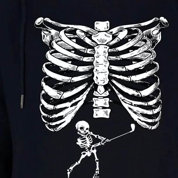 Skeleton Golf Pregnancy Halloween Golfing Golfer Womens Funnel Neck Pullover Hood