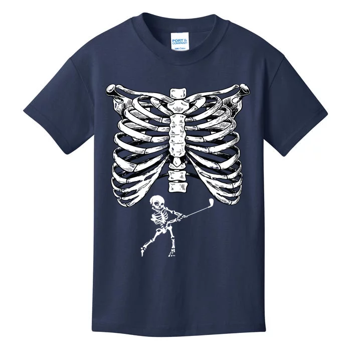 Skeleton Golf Pregnancy Halloween Golfing Golfer Kids T-Shirt