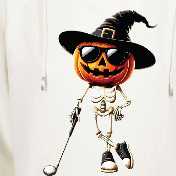 Skeleton Golf Pumpkin Golfing Golfer Halloween Costume Idea Womens Funnel Neck Pullover Hood