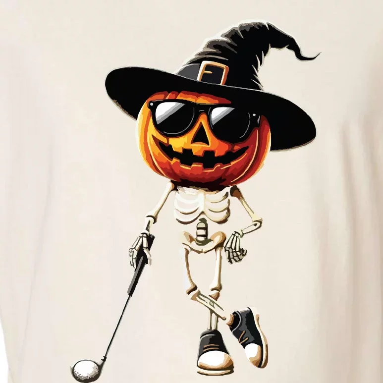 Skeleton Golf Pumpkin Golfing Golfer Halloween Costume Idea Garment-Dyed Women's Muscle Tee