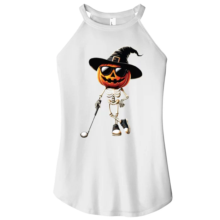 Skeleton Golf Pumpkin Golfing Golfer Halloween Costume Idea Women’s Perfect Tri Rocker Tank