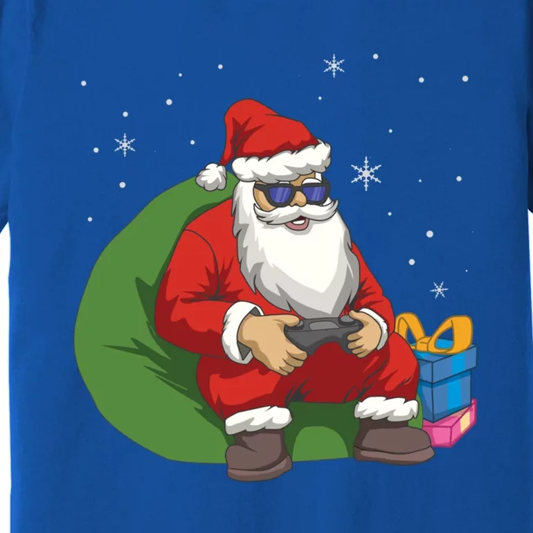 Santa Gamer Playing Video Games December Christmas Funny Gift Premium T-Shirt