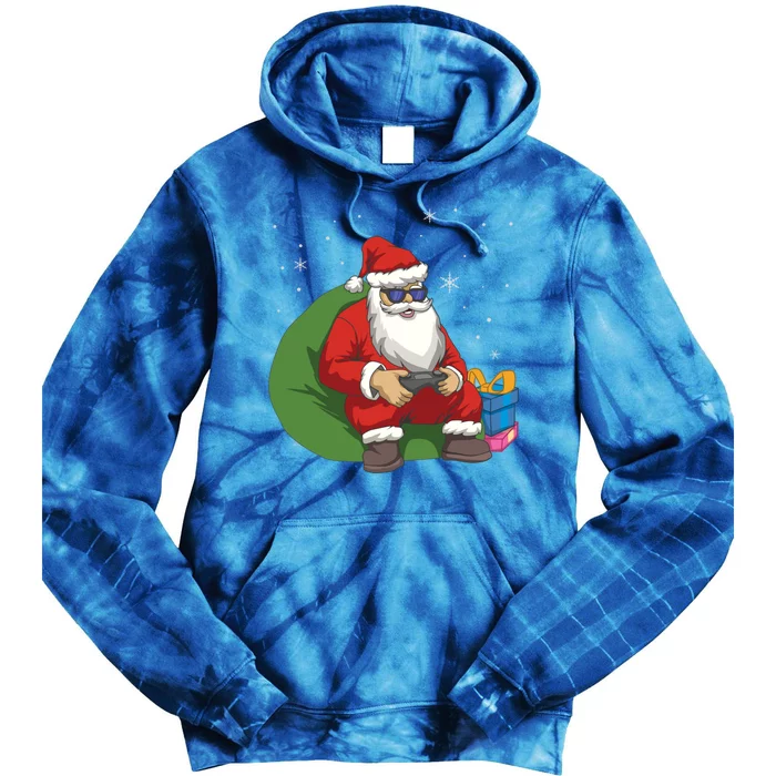 Santa Gamer Playing Video Games December Christmas Funny Gift Tie Dye Hoodie