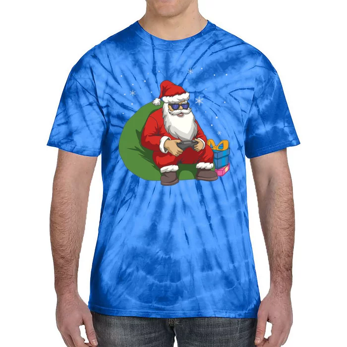 Santa Gamer Playing Video Games December Christmas Funny Gift Tie-Dye T-Shirt