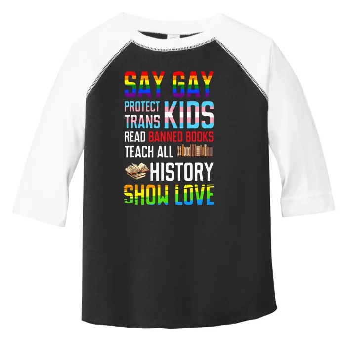 Say Gay Protect Read Banned Books Toddler Fine Jersey T-Shirt