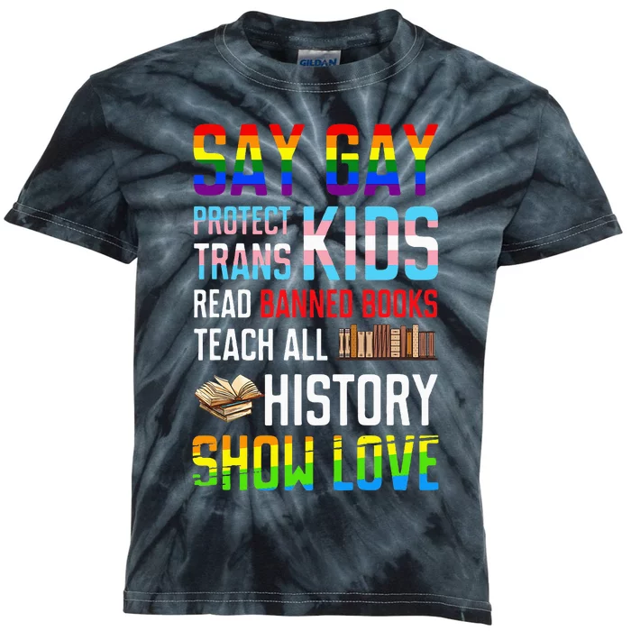 Say Gay Protect Read Banned Books Kids Tie-Dye T-Shirt