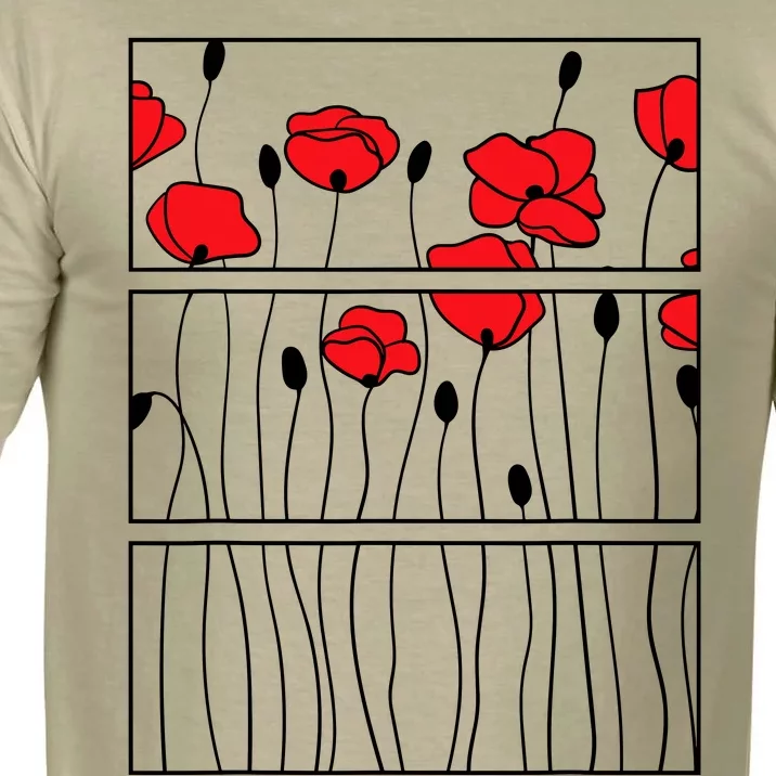 Soft Grunge Poppy Flower Black And Red Comfort Colors T-Shirt