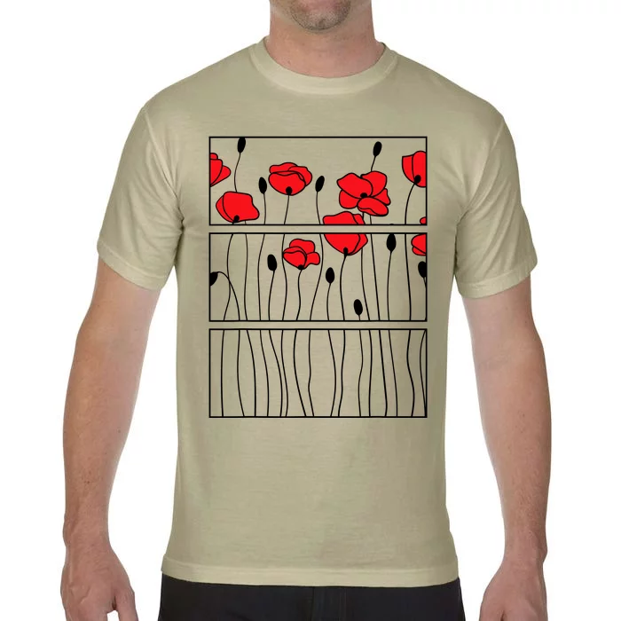 Soft Grunge Poppy Flower Black And Red Comfort Colors T-Shirt