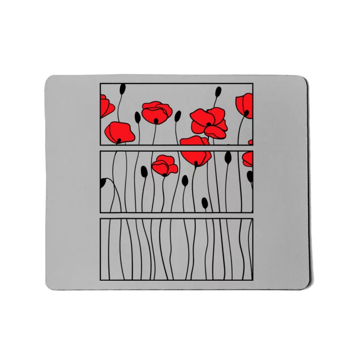 Soft Grunge Poppy Flower Black And Red Mousepad