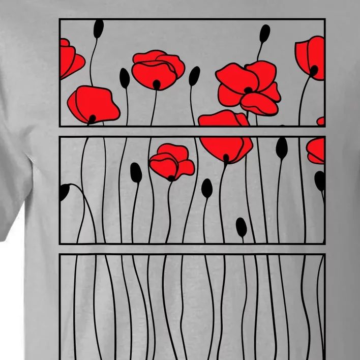 Soft Grunge Poppy Flower Black And Red Tall T-Shirt